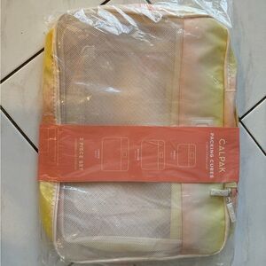 Calpak Packing Cubes Set in Yellow and Pink Ombre Unopened